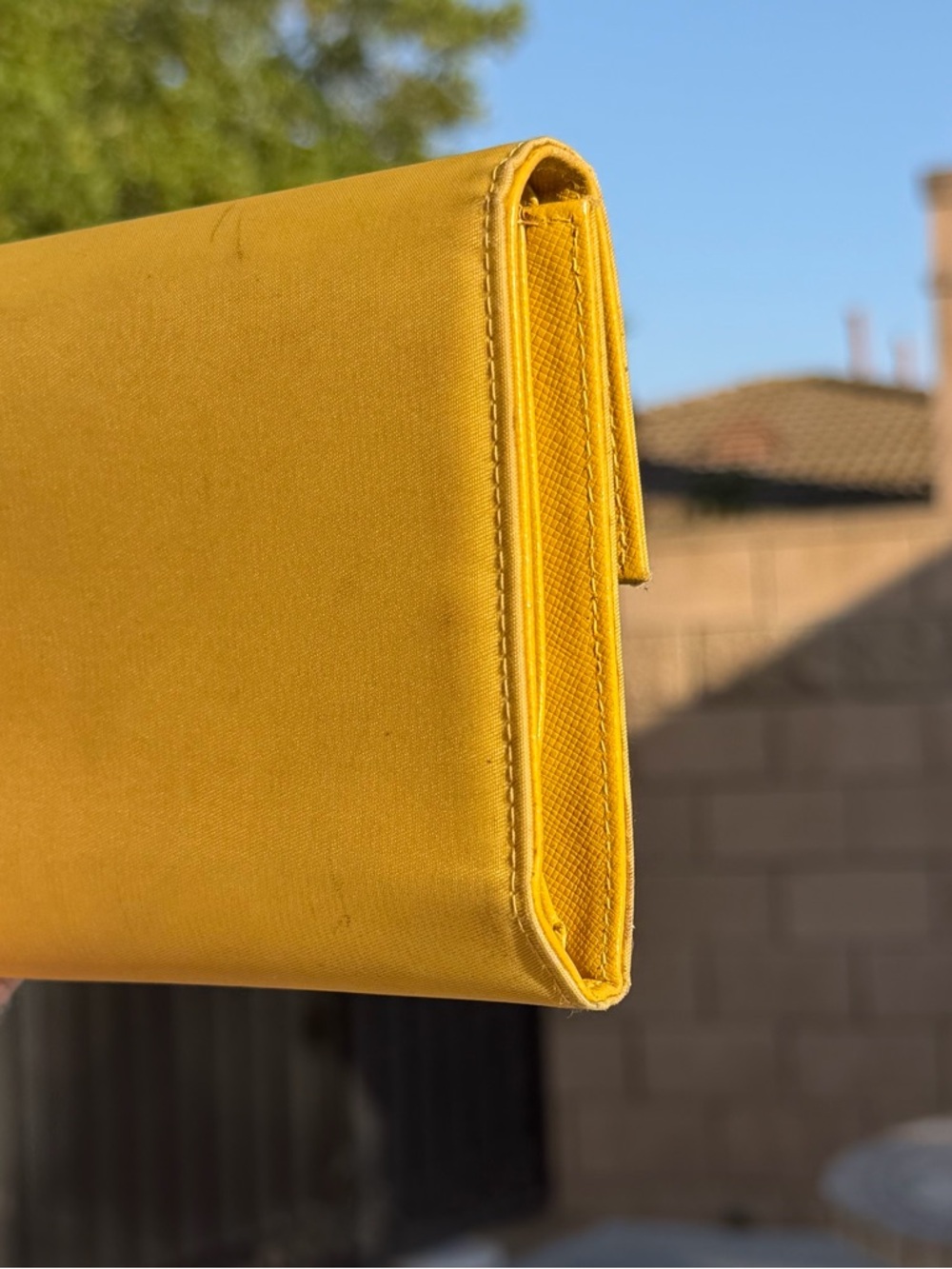 PRADA Yellow Nylon Trifold Wallet - Picture 4 of 8